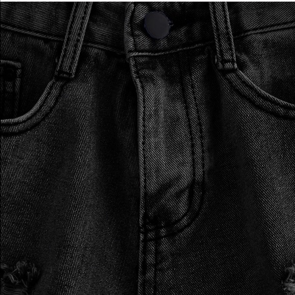 High waisted destressed denim jean shorts - Picture 3 of 5